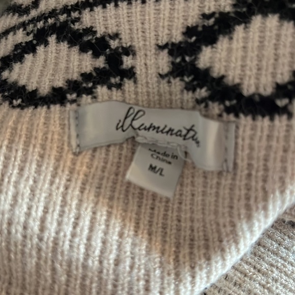 Illuminative Aztec Neutral Serape Warm Cozy Sweater Jacket Size M-L NWOT - Picture 4 of 6